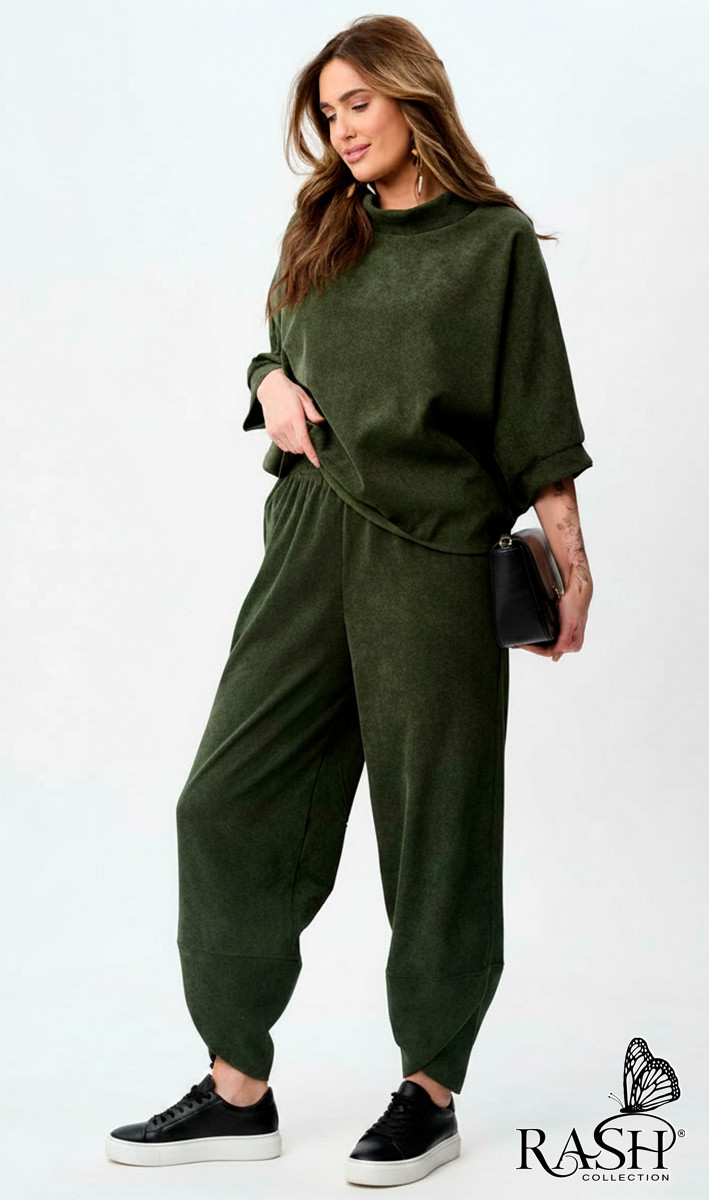 Брюки "Boho" микровельвет еловый - 2