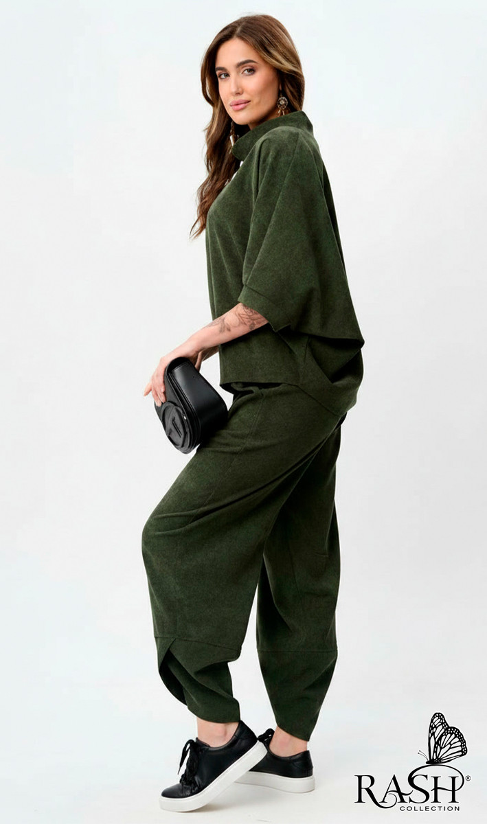 Брюки "Boho" микровельвет еловый - 5