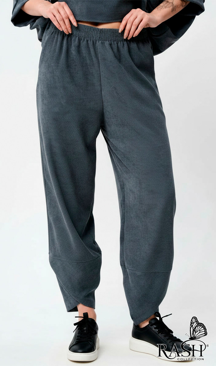 Брюки "Boho" микровельвет серый - 1