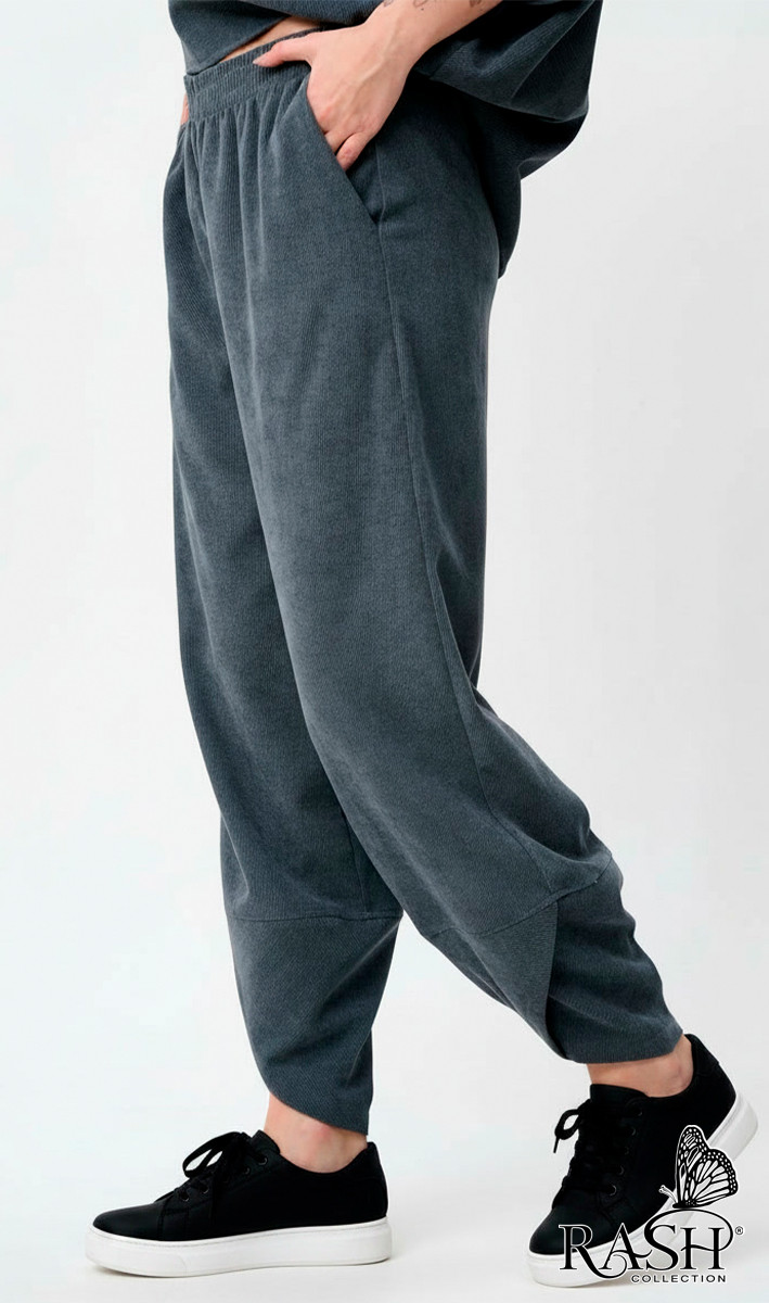 Брюки "Boho" микровельвет серый - 3