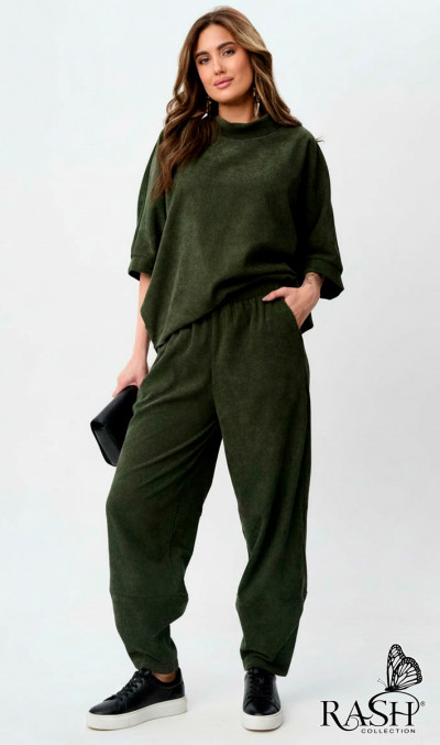 Брюки Boho микровельвет еловый